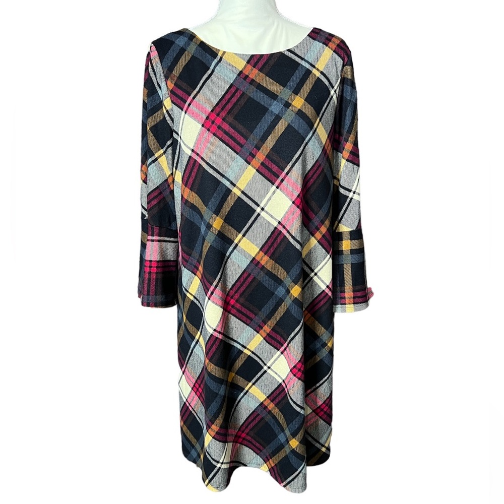 JH Plaid Bell Sleeve Dress